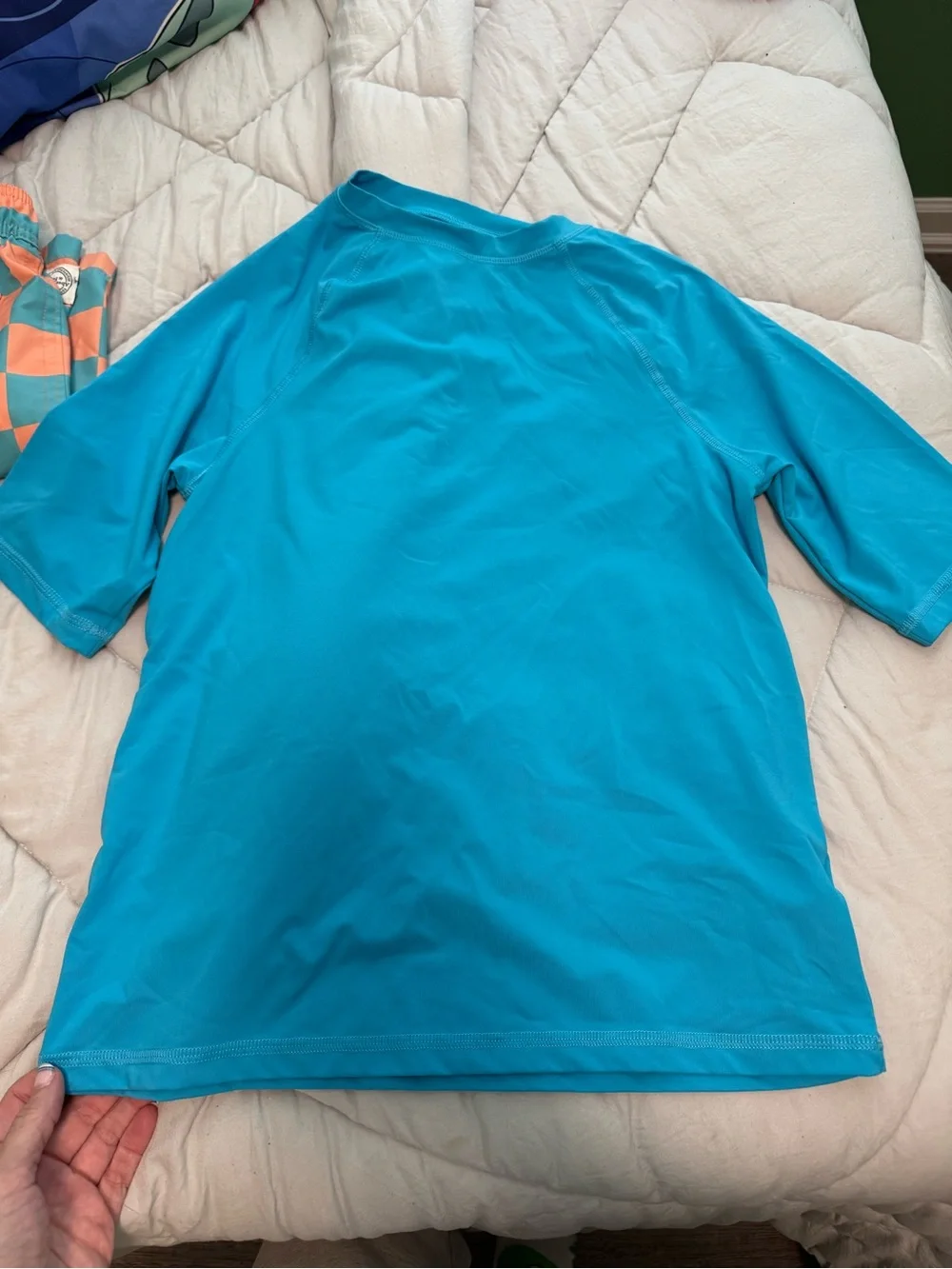 Aqua Blue Short-Sleeve rash guard